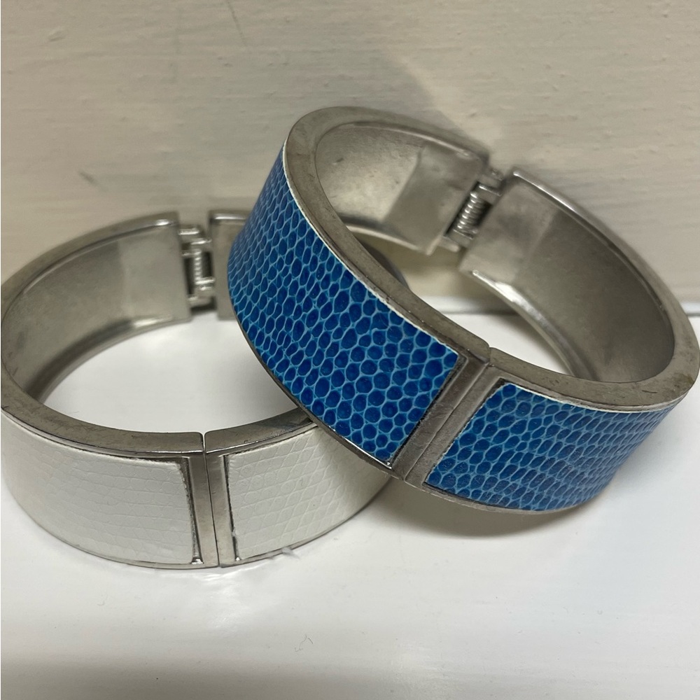 Top It Off | NWOT | Hinged Bangles | Price for 2 | Blue & White